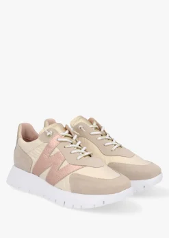 Oslo Beige Metallic Suede & Nylon Trainers