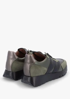 Oslo Khaki Metallic Suede & Nylon Trainers
