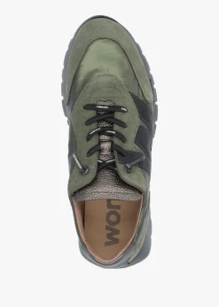 Oslo Khaki Metallic Suede & Nylon Trainers