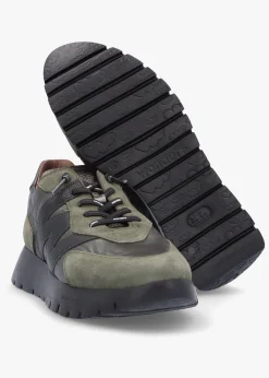 Oslo Khaki Metallic Suede & Nylon Trainers