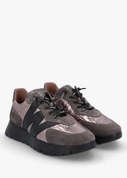 Oslo Pewter Metallic Suede & Nylon Trainers