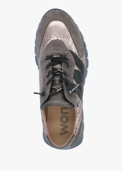 Oslo Pewter Metallic Suede & Nylon Trainers