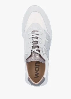 Oslo White Metallic Suede & Nylon Trainers