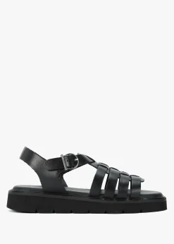 Otterburn Classic Black Leather Fisherman Sandals