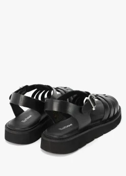 Otterburn Classic Black Leather Fisherman Sandals