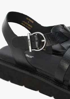 Otterburn Classic Black Leather Fisherman Sandals