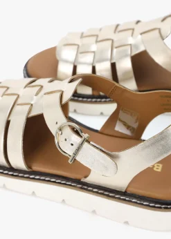 Otterburn Gold Leather Fisherman Sandals