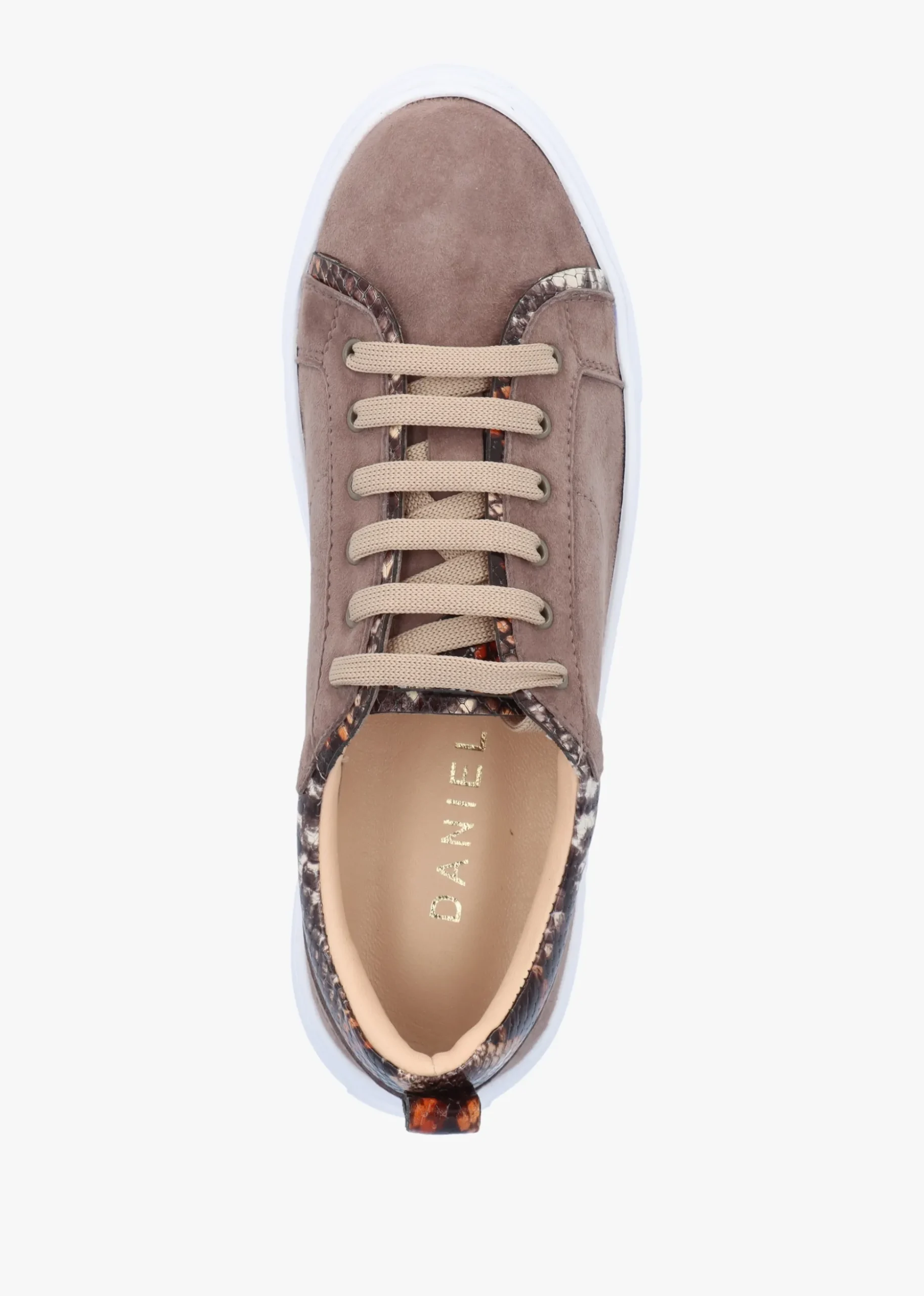 Panny Taupe Suede Reptile Trainers