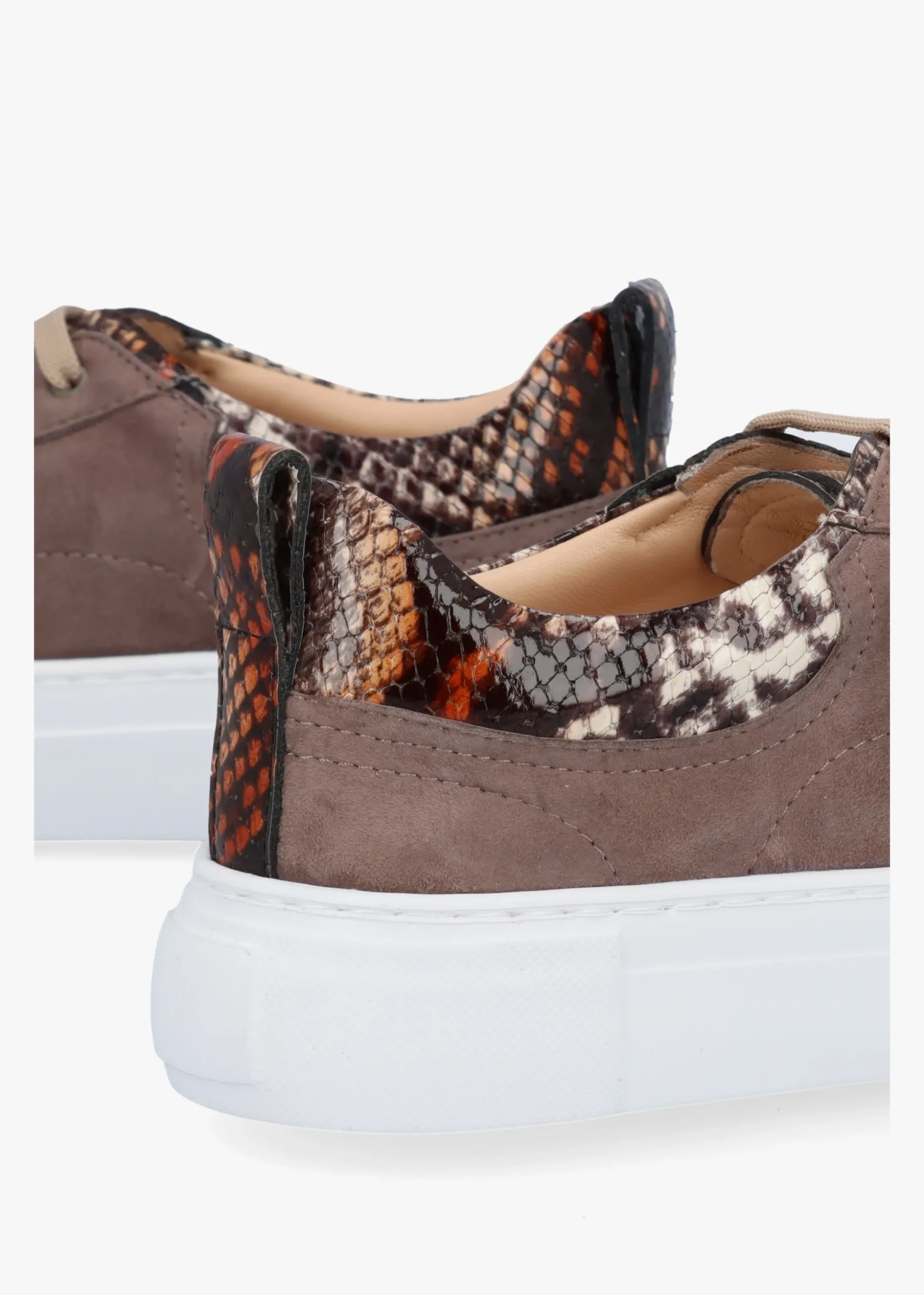 Panny Taupe Suede Reptile Trainers