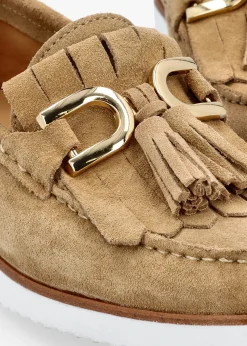 Passy Beige Suede Tassel Loafers