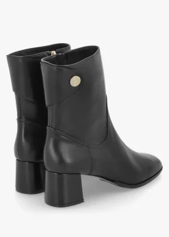 Payton Black Leather Block Heel Ankle Boots