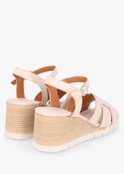 Pedie Off White Leather Wedge Sandals