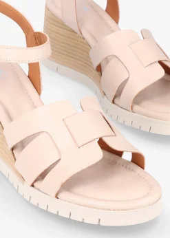 Pedie Off White Leather Wedge Sandals