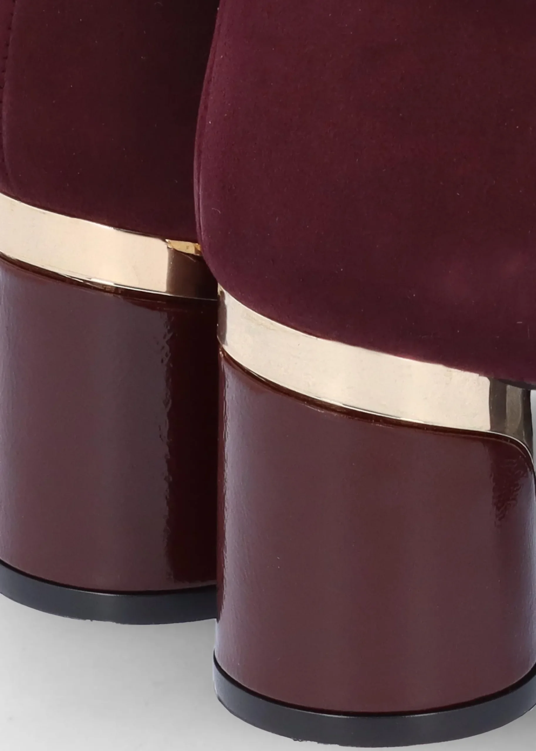 Penelope Burgundy Suede Gold Trim Heeled Ankle Boots