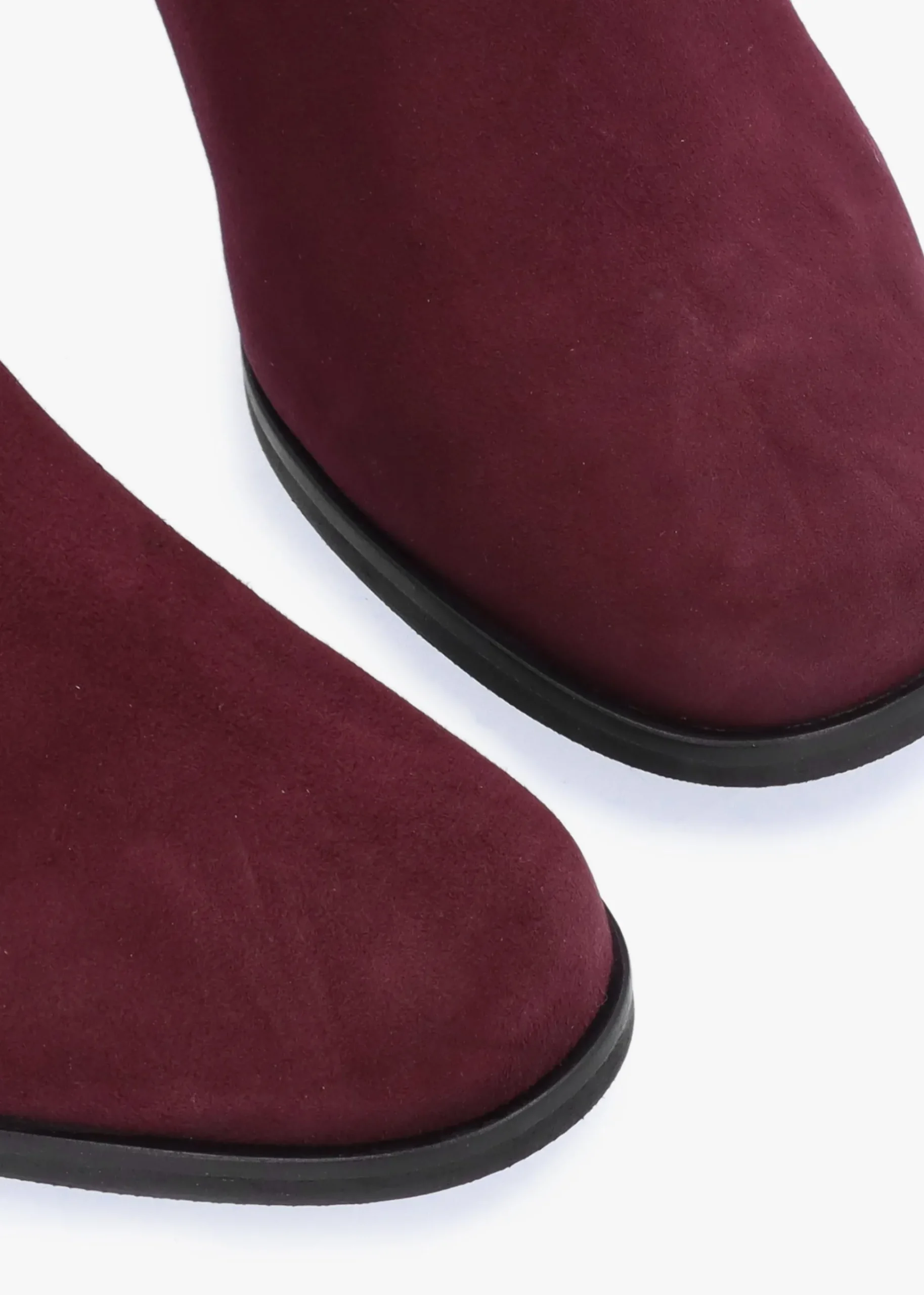 Penelope Burgundy Suede Gold Trim Heeled Ankle Boots