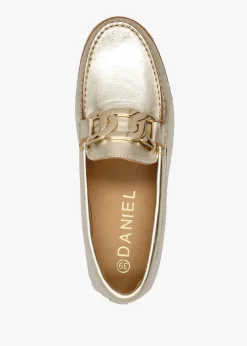 Peonie Gold Leather Loafers
