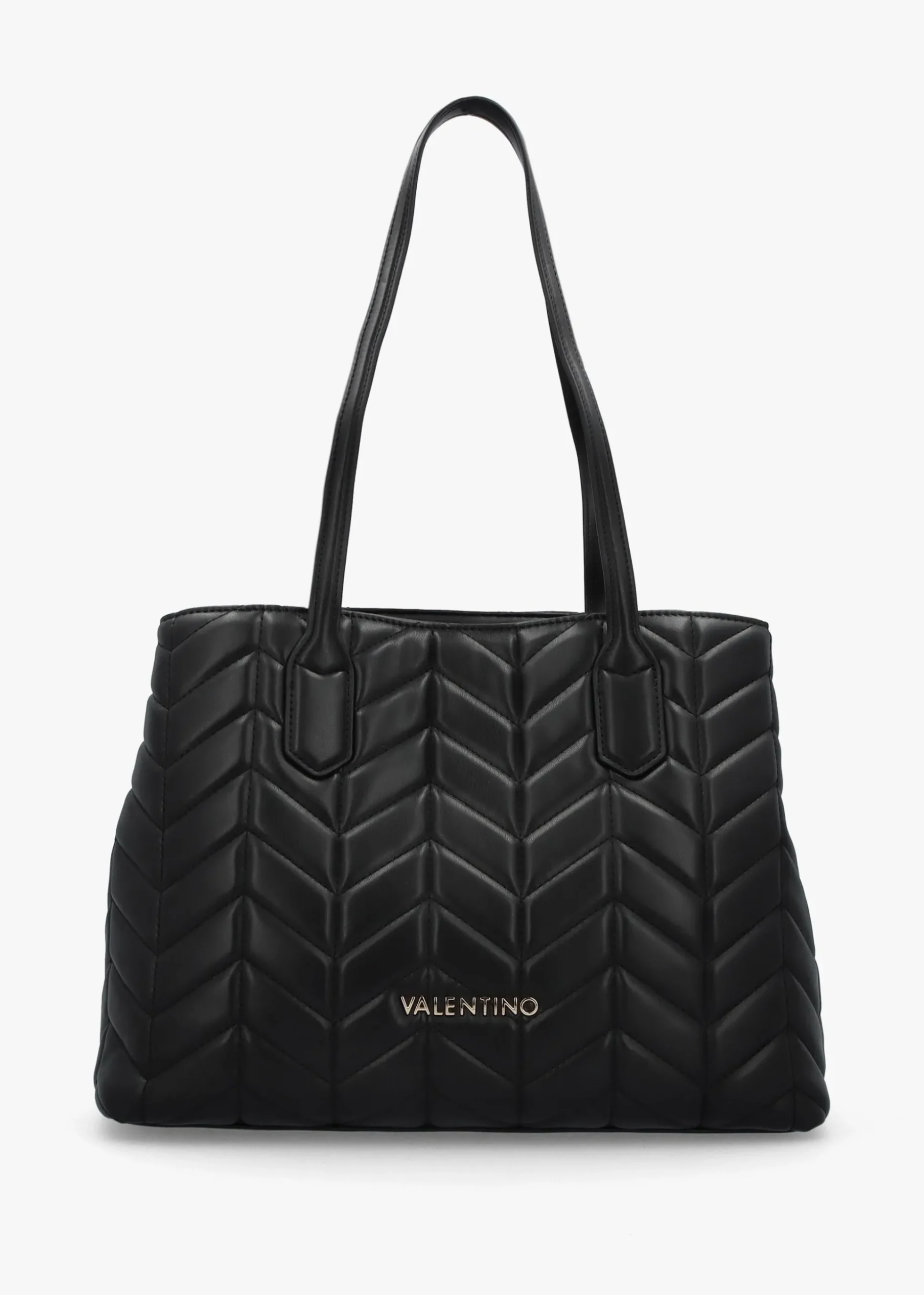 Petal Quilted Chevron Nero Shopper Bag