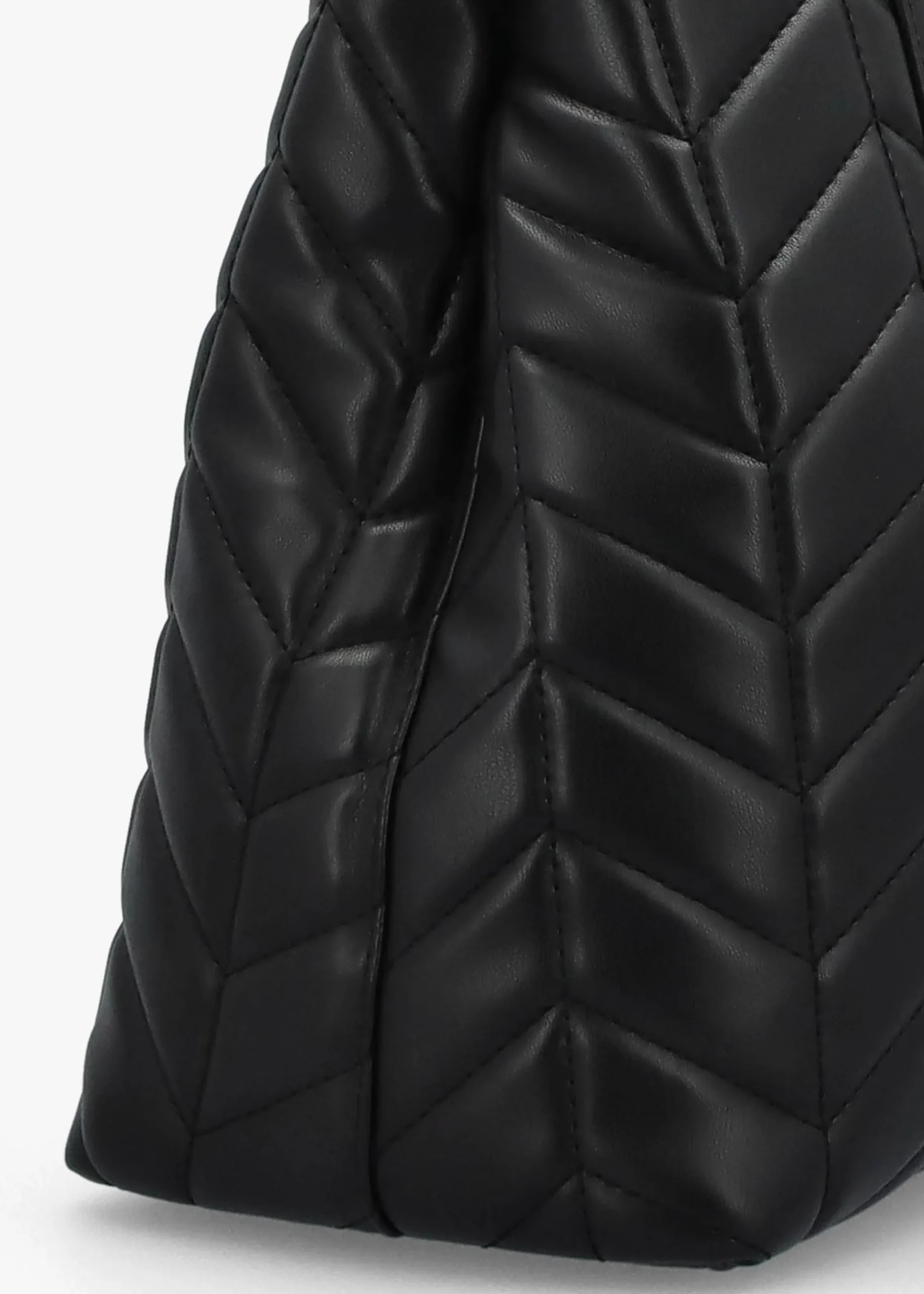 Petal Quilted Chevron Nero Shopper Bag