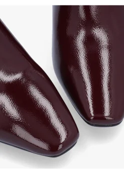 Petuniah Burgundy Patent Leather Kitten Heel Ankle Boots