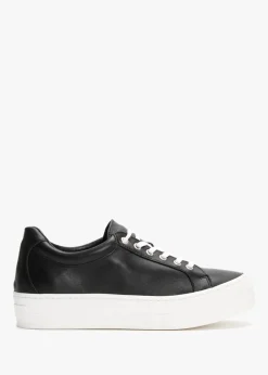 Piccadilly Circus Black Leather Flatform Trainers
