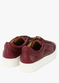 Piccadilly Circus Burgundy Leather Flatform Trainers