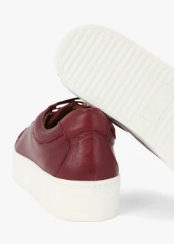 Piccadilly Circus Burgundy Leather Flatform Trainers