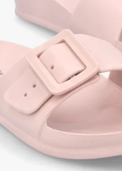 Pink Big Buckle One Bar Mules