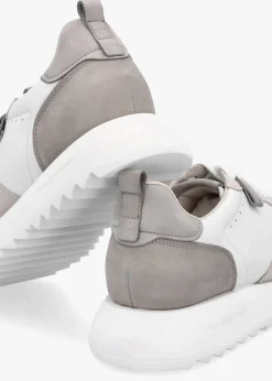 Pitch Neutral White & Grey Leather Trainers
