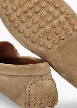 Privey Beige Suede Moccasin Loafers