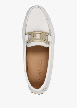 Privey White Leather Moccasin Loafers
