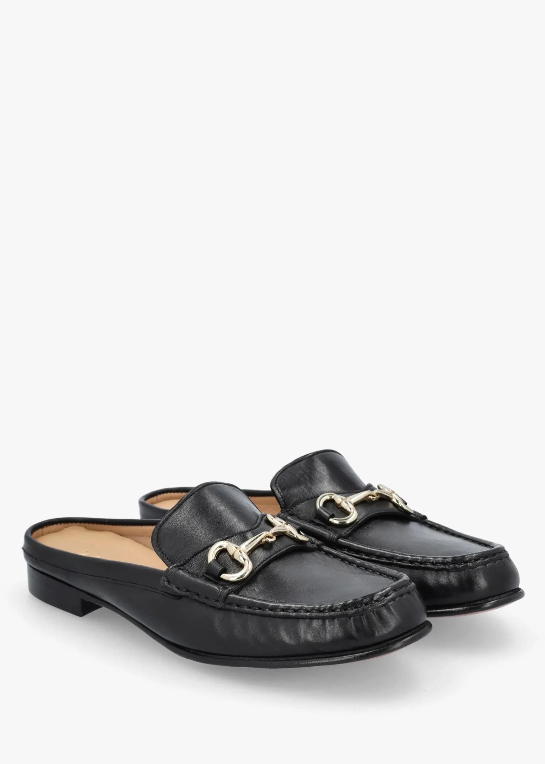 Pule Black Leather Backless Mule Loafers