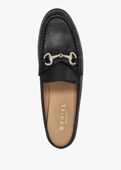 Pule Black Leather Backless Mule Loafers