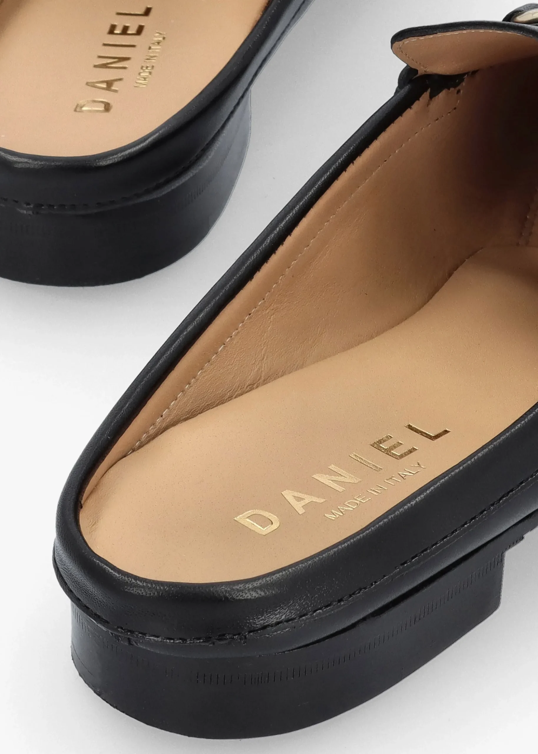 Pule Black Leather Backless Mule Loafers