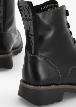 Ragi Black Rug Leather Ankle Boots