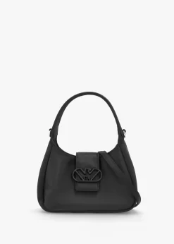 Raso Black Satin Hobo Shoulder Bag