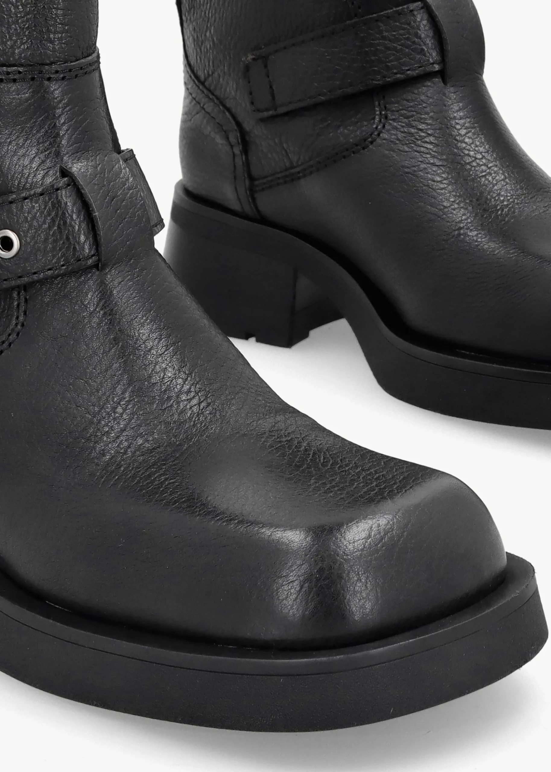 Renate Black Leather Biker Boots
