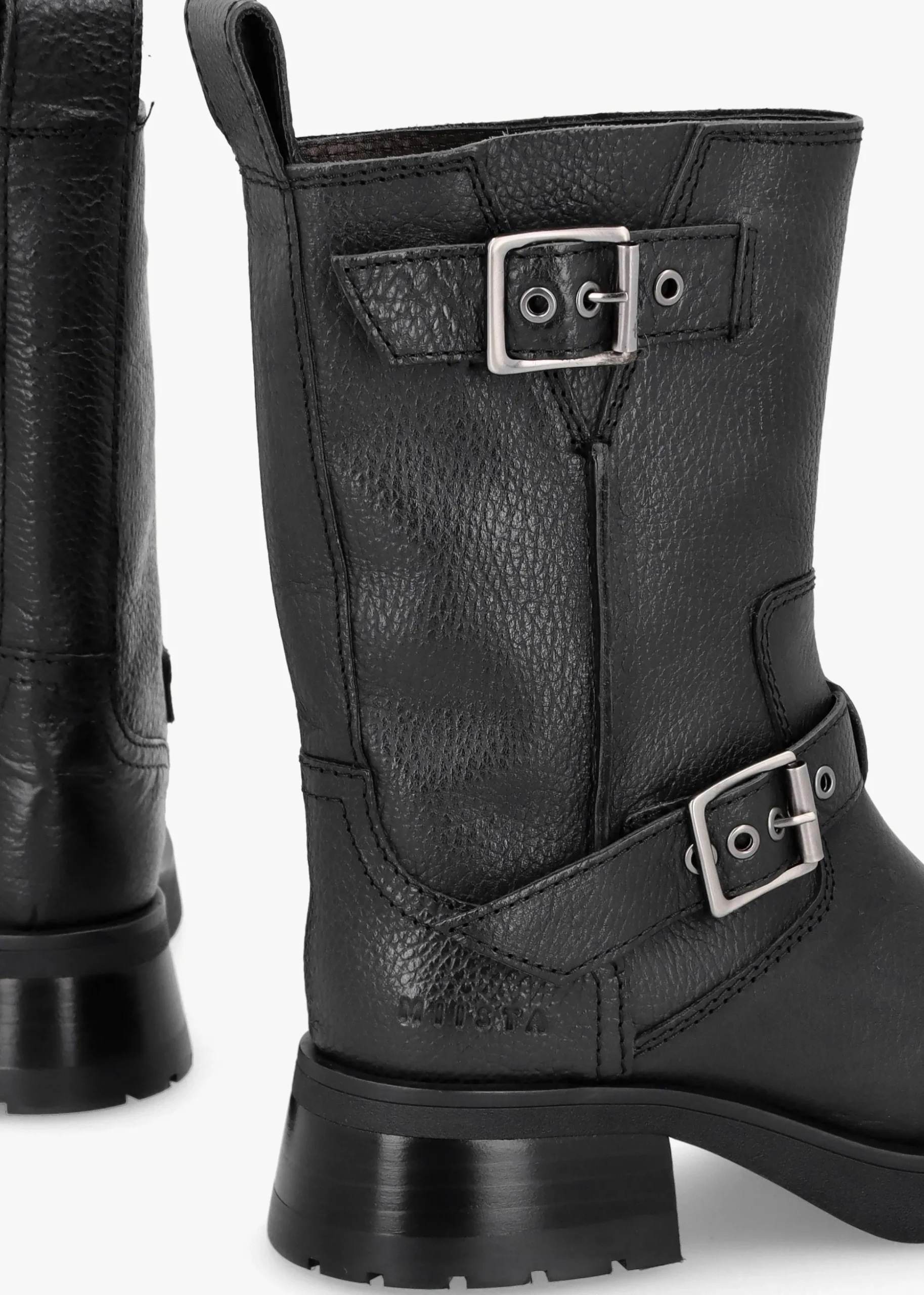 Renate Black Leather Biker Boots