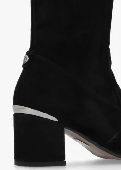 Retta Black Suede Block Heel Over The Knee Boots