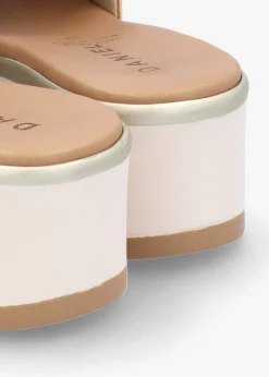 Robow Beige Leather Knot Top Mules