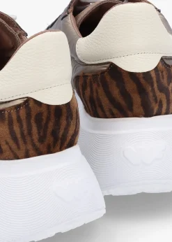 Roma Taupe Mixed Textile Chunky Trainers