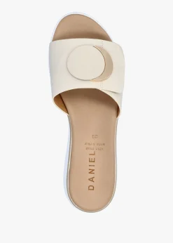 Romoon Beige Leather Circle Moon Mules