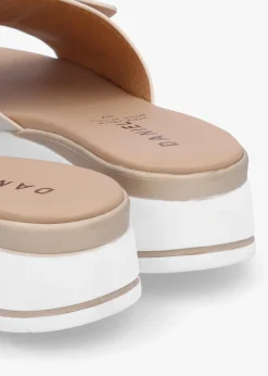 Romoon Beige Leather Circle Moon Mules