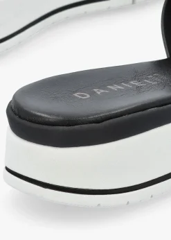 Romoon Black Leather Circle Moon Mules