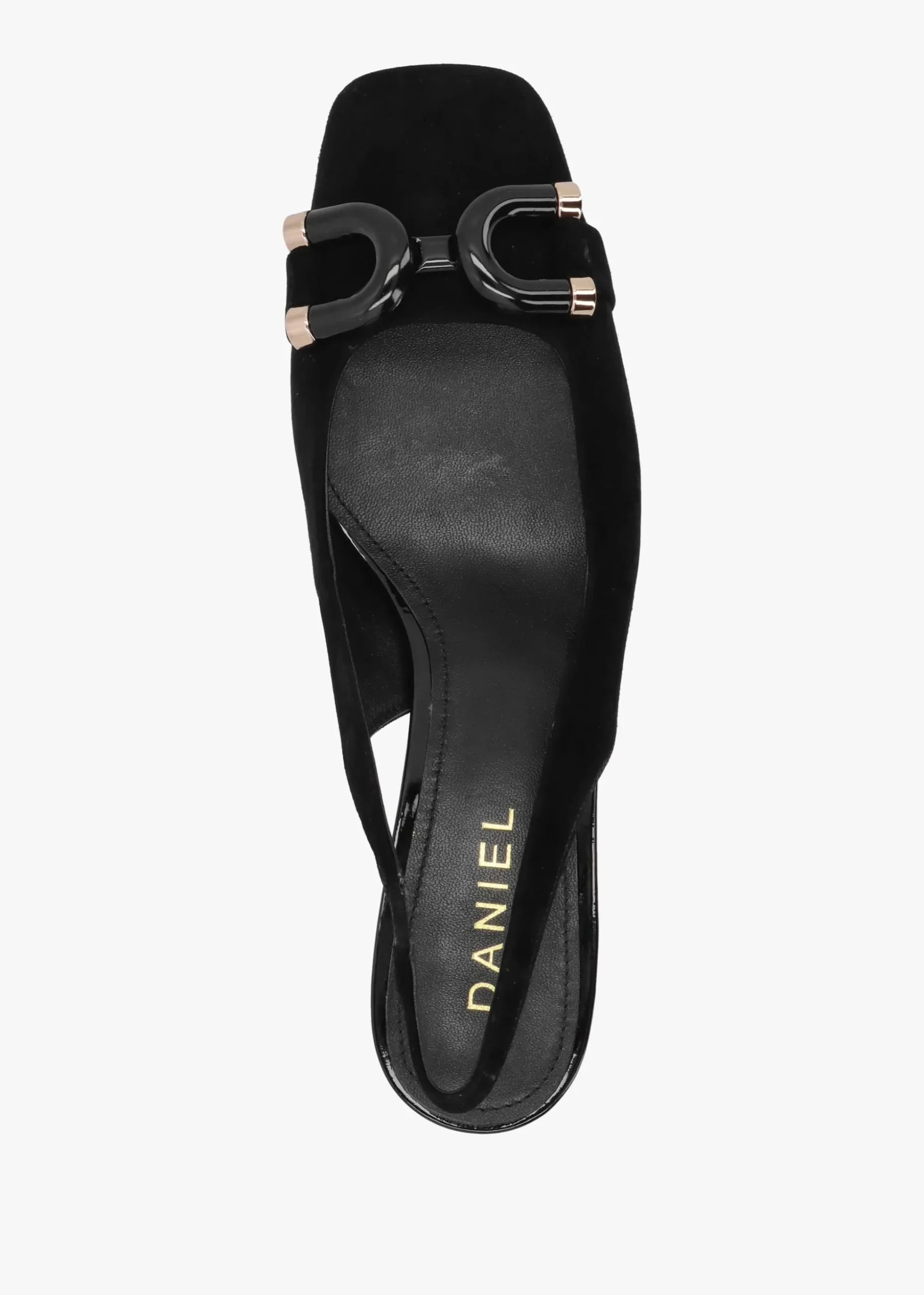 Sacha Black Suede Block Heel Sling Backs