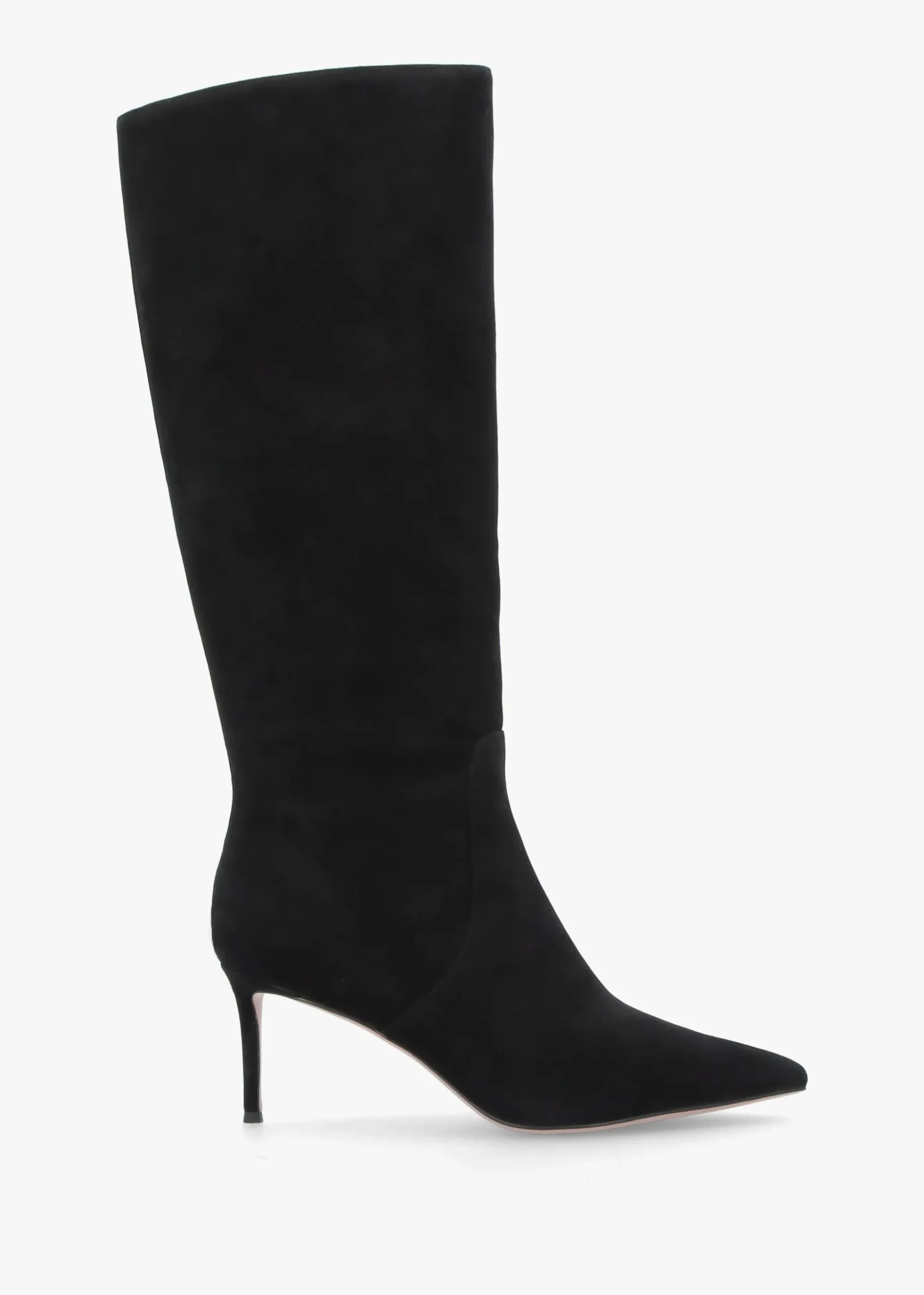 Saffia Black Suede Slim Heel Knee Boots
