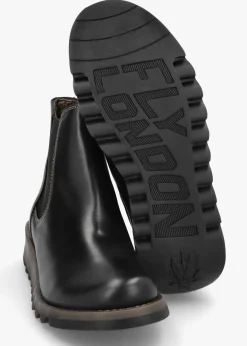 Salv Black Rug Leather Wedge Chelsea Boots