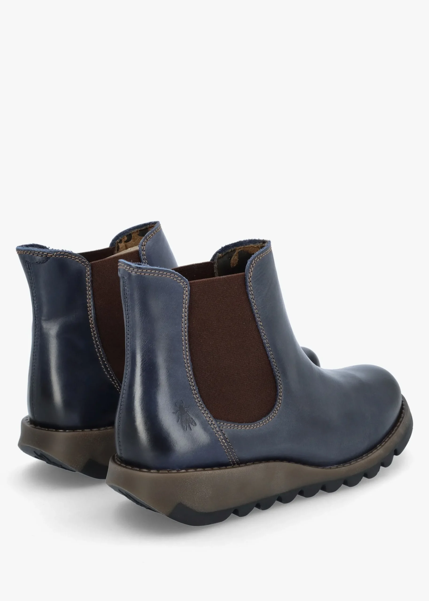 Salv Blue Rug Leather Wedge Chelsea Boots