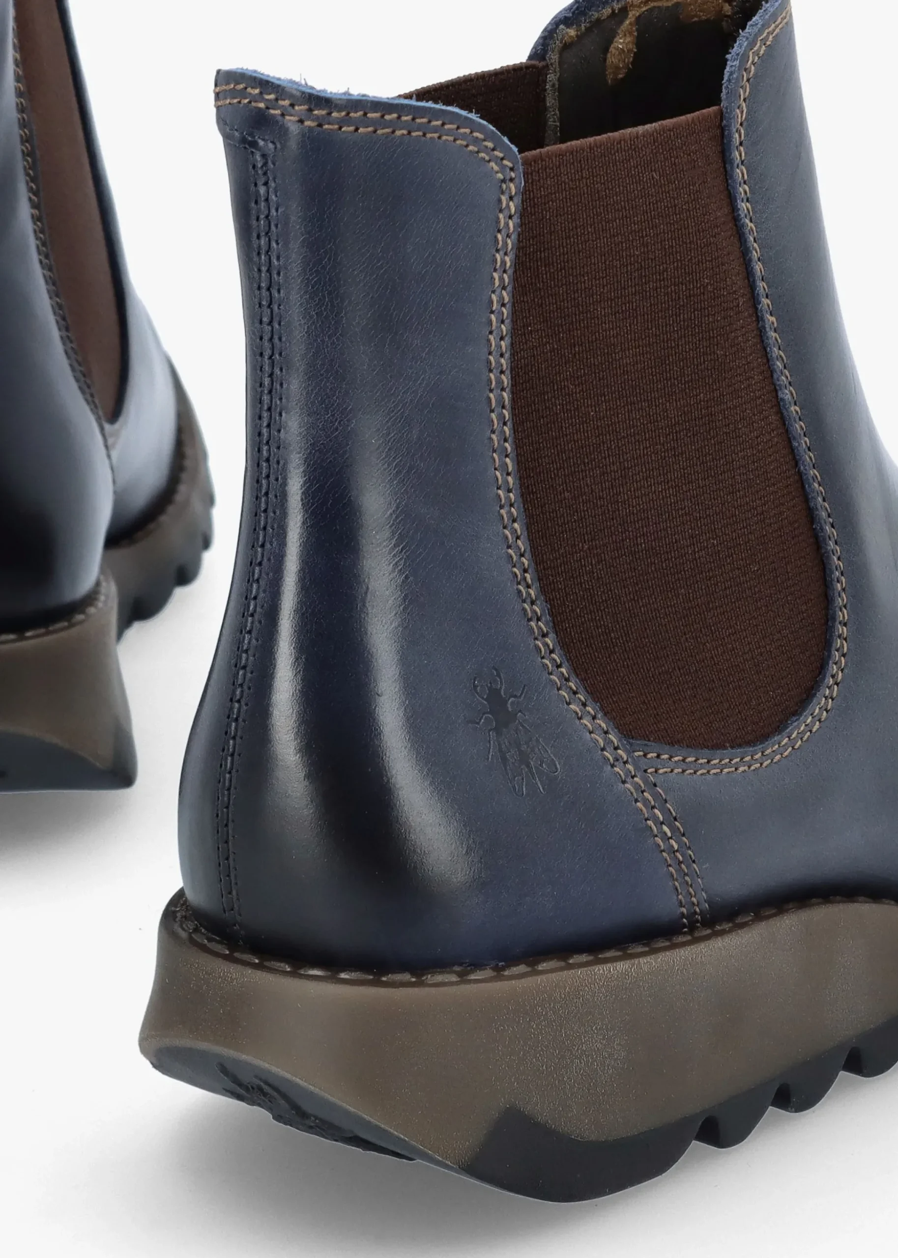 Salv Blue Rug Leather Wedge Chelsea Boots