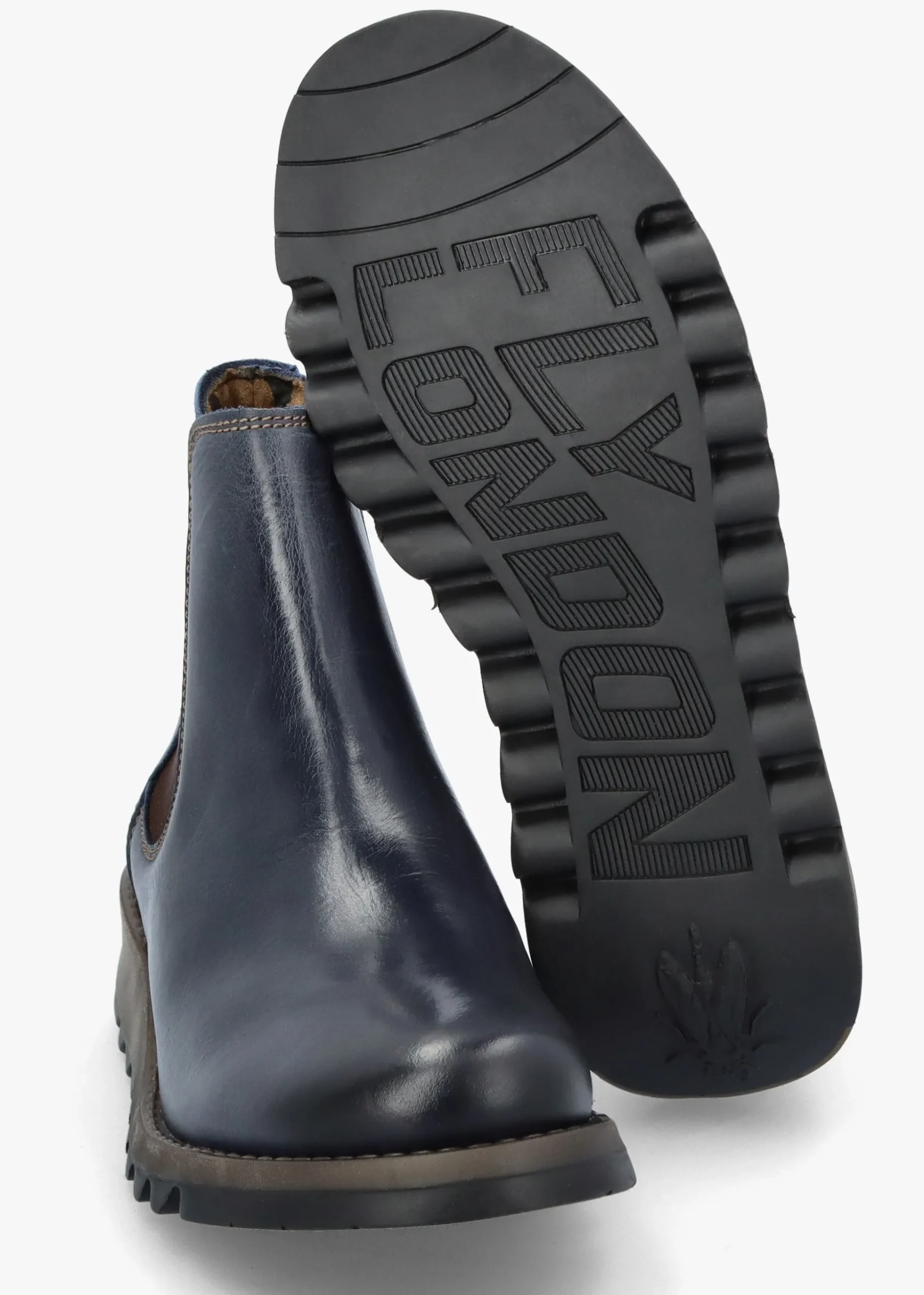 Salv Blue Rug Leather Wedge Chelsea Boots