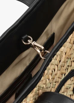 Samuela Natural Nero Woven Straw Shopper Bag